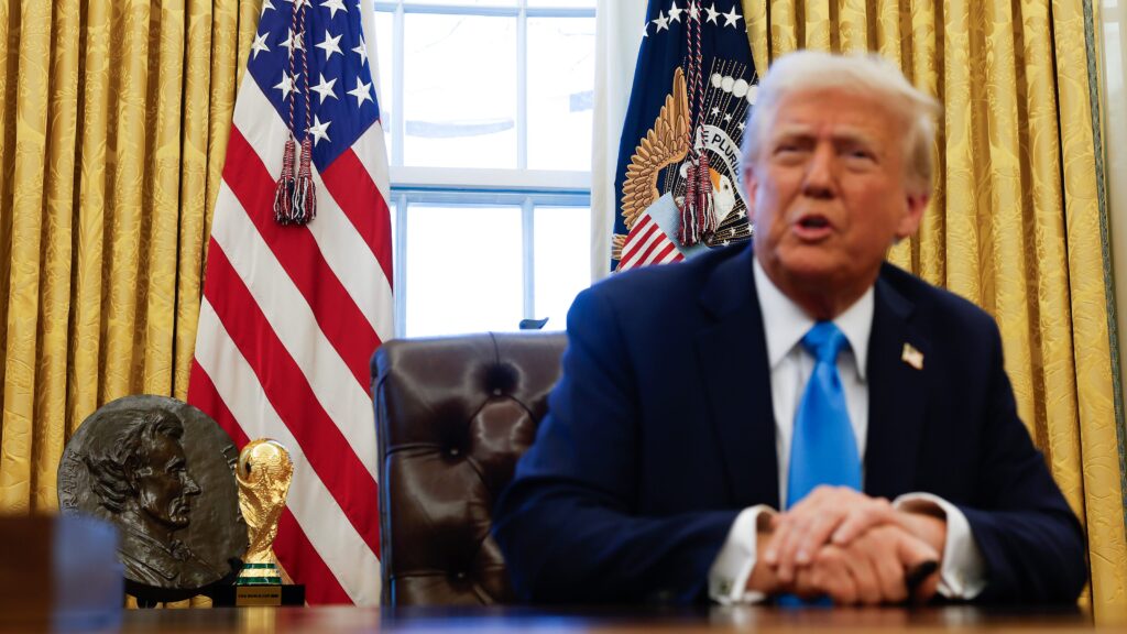 ‘Is that the World Cup’: FIFA trophy spotted behind Trump in Oval Office