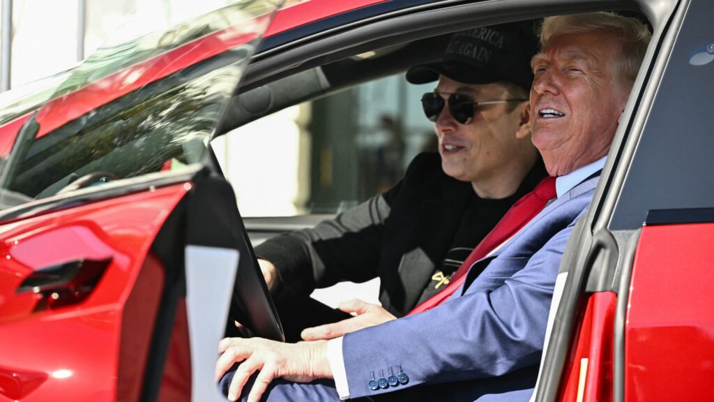 President Trump poses with Tesla vehicles in ‘show of confidence’ for Elon Musk: See photos