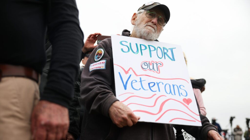 See protestors rally for US veterans impacted by Trump’s DOGE cuts