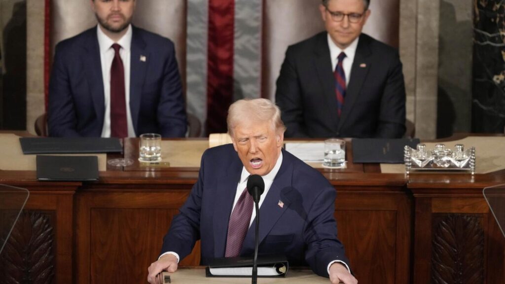 Trump promises ‘swift and unrelenting action’ during starkly partisan speech to Congress | AP News