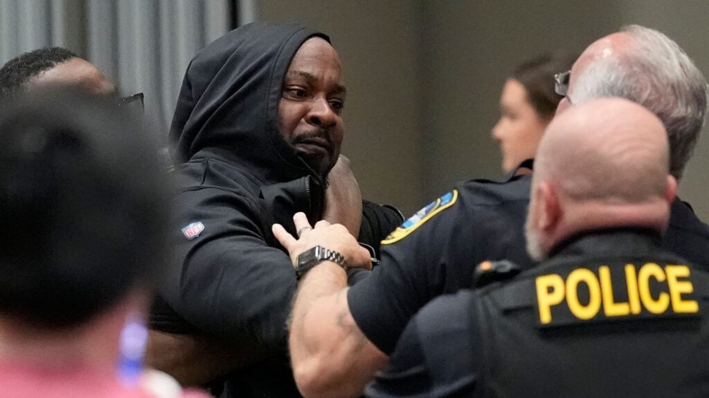Protesters tasered and arrested at Marjorie Taylor Greene town hall