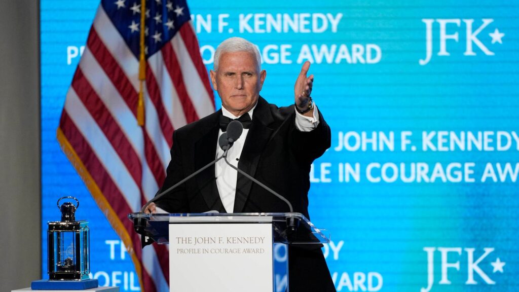 Former US vice president Mike Pence handed JFK courage award