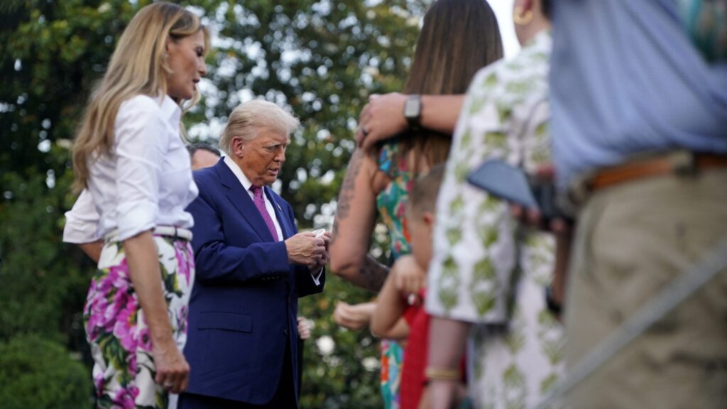 Melania Trump compared to ‘grandma’s couch’ in floral pants outfit with bright heels